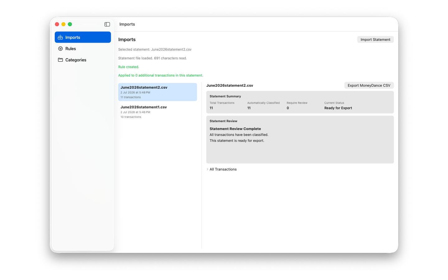 MoneyDance Import Assistant ready for export